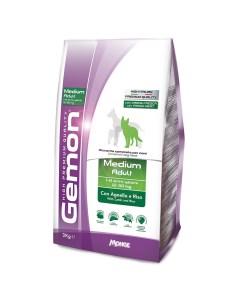 Dog Medium Adult корм для взрослых собак средних пород Ягненок и рис 3 кг Gemon