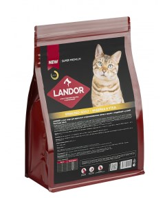 Sterilised Cat сухой корм для взрослых стерилизованных котов и кошек Индейка и утка 2 кг Landor