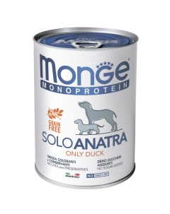Dog Monoprotein Solo консервы для собак паштет Утка 400 г Monge