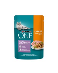 Корм для кошек при чувствительном пищеварении с курицей с морковью 75 г Purina one