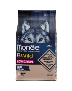 Bwild Dog Low Grain низкозерновой корм из мяса гуся для взрослых собак всех пород Гусь 2 5 кг Monge