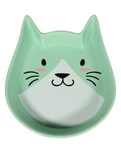 Миска керамическая мордочка кошки с острыми ушками 250 мл Зеленая Mr.kranch