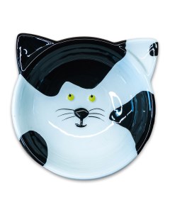Миска керамическая мордочка кошки пятнистая 120 мл Черно белый Mr.kranch
