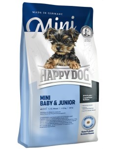 Mini Baby Junior корм для щенков мелких пород Птица 4 кг Happy dog