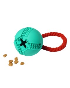 Silver series игрушка для собак мяч с канатом с отверстием для лакомств Бирюзовый Homepet