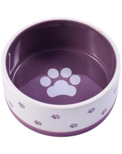 Миска нескользящая для собак белая с фиолетовым 360 мл Керамикарт