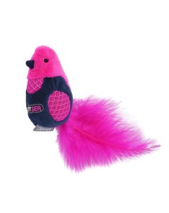 Игрушка Птичка с перьями для кошек 19 см Розовый Joyser