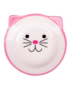 Миска керамическая мордочка кошки с ушками 150 мл Розовая Mr.kranch