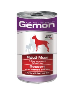 Dog Maxi консервы для собак крупных пород кусочки Говядина и рис 1 25 кг Gemon