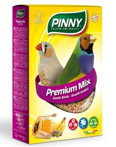 Premium Menu полнорационный корм для экзотических птиц Фрукты бисквиты и витамины 800 г Pinny