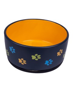 Миска керамическая для собак с лапками 1000 мл Оранжевая Mr.kranch