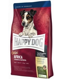 Supreme Mini Africa корм для взрослых собак мелких пород склонных к аллергии Страус 1 кг Happy dog