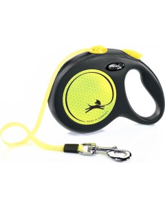 Рулетка Neon New для собак до 15 кг 5 м лента Желтая Flexi