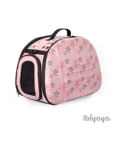 Складная сумка переноска бледно розовая в цветочек для собак и кошек до 6 кг 46 х 32 х 30 см Ibiyaya