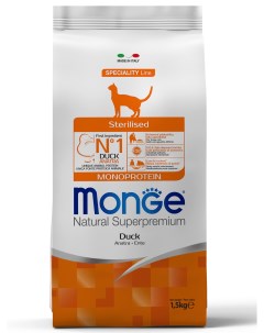 Cat Monoprotein Sterilised Duck корм для взрослых стерилизованных кошек Утка 10 кг Monge