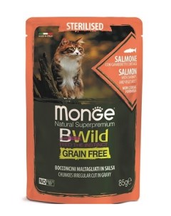 Bwild Cat Grain free пауч для кошек Лосось креветки овощи 85 г Monge