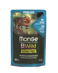 Bwild Cat Grain free пауч для кошек Тунец креветки овощи 85 г Monge