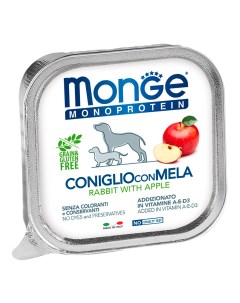 Dog Monoprotein Fruits консервы для собак паштет Кролик с яблоком 150 г Monge