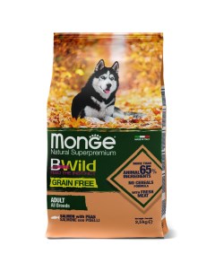 Bwild Dog Grain Free беззерновой корм из лосося и гороха для взрослых собак всех пород Лосось и горо Monge