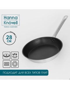 Сковорода из нержавеющей стали d 28 см h 5 5 толщина стенки 0 6 мм длина ручки 25 см антипригарное п Hanna knovell