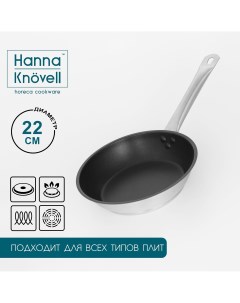 Сковорода из нержавеющей стали d 22 см h 5 5 см толщина стенки 0 6 мм длина ручки 21 5 см антипригар Hanna knovell