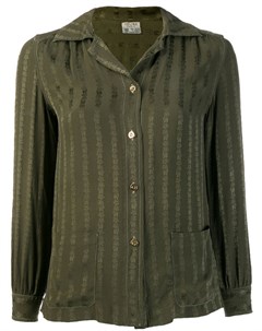 Celine pre owned рубашка 1970 х годов в полоску с вышивкой 38 зеленый Céline pre-owned