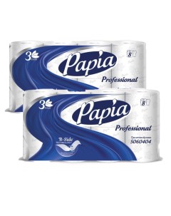 Бумага туалетная спайка 8 шт 3 слойная Papia Professional 2уп Combo