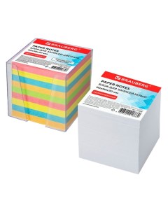 Набор для Goods Блок для записей BRAUBERG в подставке прозрачной куб 9х9х9 см цветной арт 122225 Бло Combo