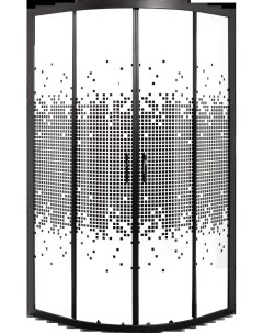 Душевой уголок 70х70 профиль черный стекло с рисунком Мономах