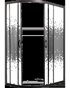 Душевой уголок 100х70 профиль черный стекло с рисунком Мономах