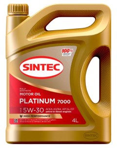Моторное масло Platinum 5W 30 API SL CF Синтетическое 4 л Sintec