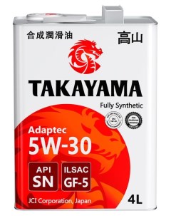 Моторное масло 5W 30 SN GF 5 синтетическое 4 л Takayama