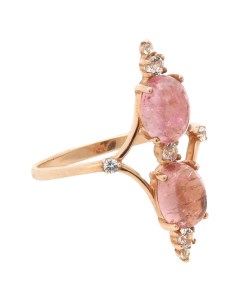 Кольцо с розовым турмалином и топазами Moonka