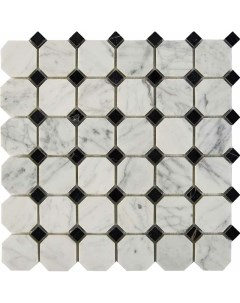 Каменная мозаика Bianca Carrara Nero Marquina PIX209 30 5x30 5 см Pixmosaic