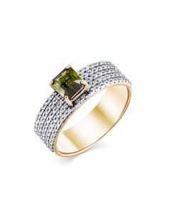 Кольцо с турмалином и бриллиантами из жёлтого золота Мастер бриллиант