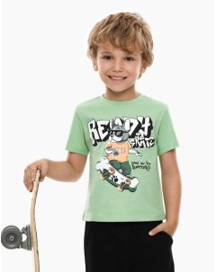 Оливковая футболка с граффити принтом для мальчика Gloria jeans