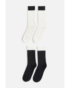 Набор носков высоких хлопковых черно белых 2 пары Befree
