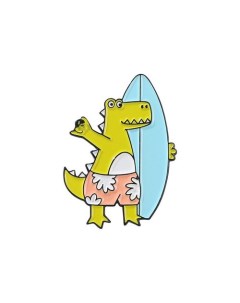 Значок металлический Крокодил Сёрфингист Krumpy socks