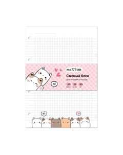 Сменный блок Kittens, 80 листов, А5, в клетку MS_48988 Meshu