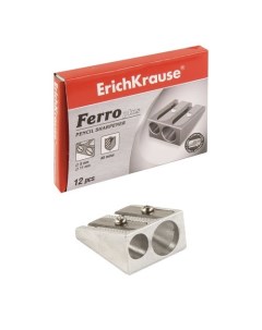 Металлическая точилка Ferro Plus два отверстия цвет корпуса серебряный Erich krause