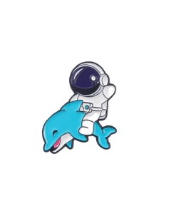Значок металлический Космонавт на дельфине Krumpy socks