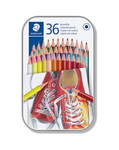 Набор цветных карандашей 36 шт металлическая коробка Республика