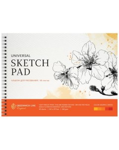 Альбом для рисования Watercolor sketch Flowery 40 листов А4 на гребне 160г м2 PS40c 36874 Greenwich line