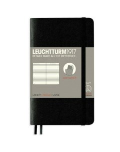 Записная книжка Leuchtturm Pocket A6 в линейку черная 123 страницы мягкая обложка Leuchtturm1917