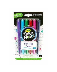 Набор смываемых ультратонких фломастеров Take Note 6 штук Crayola
