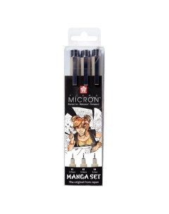 Набор капиллярных ручек Pigma Micron Manga 3 штук 0 1 мм 0 5 мм 0 8 мм цвет чернил черный Sakura