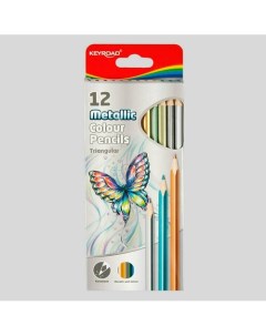 Набор цветных карандашей металлик с блестками 12 цветов Keyroad