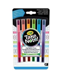 Набор двусторонних смываемых фломастеров Take Note 6 штук Crayola