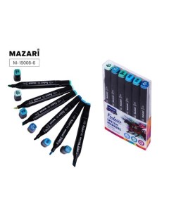 Набор маркеров для скетчинга Fantasia Marine blue color 6 шт Mazari