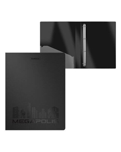 Папка на 4 кольцах пластиковая ErichKrause MEGAPOLIS, 24 мм, А4, черная Erich krause